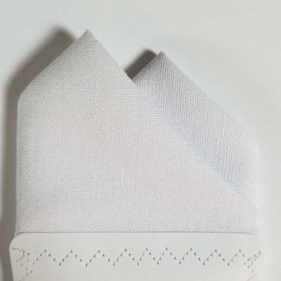 NEW - White Linen Blend Pre-Folded Pocket Square Handkerchief Insert - Picture 6 of 8